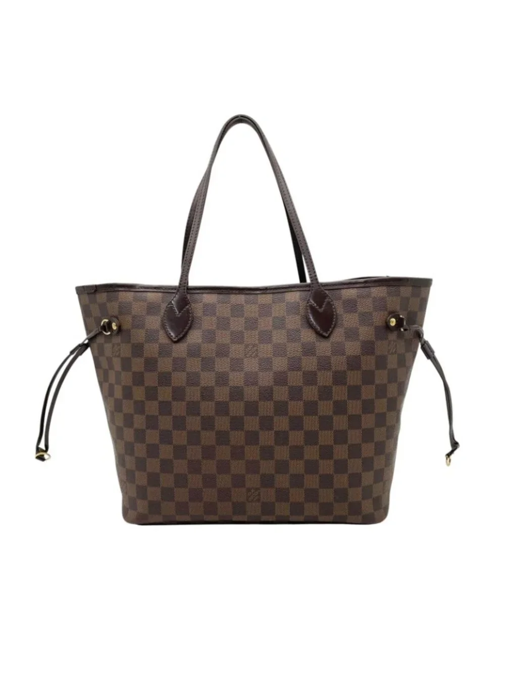 Louis Vuitton Damier Ebene Neverfull MM Tote Handle Shoulder Leather Brown
